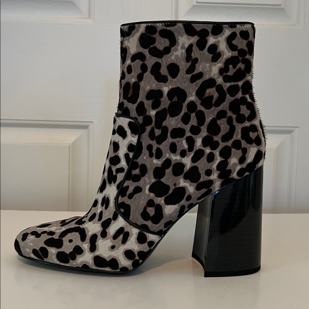Nine West Jilene Black/Grey Leopard Print Boots Size 10 - Picture 3 of 9